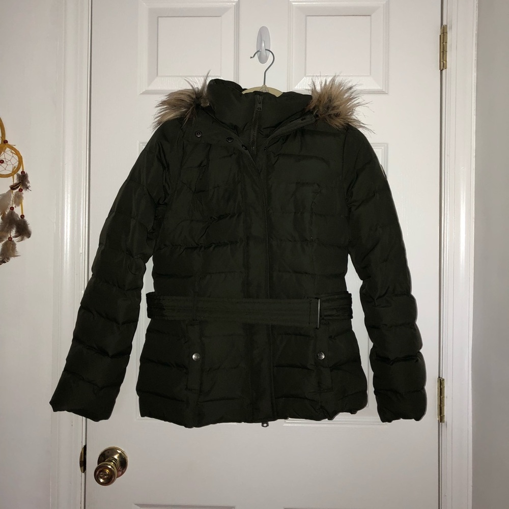 WOMENS OLIVE GREEN ABERCROMBIE WINTER COAT ! - Picture 7 of 8